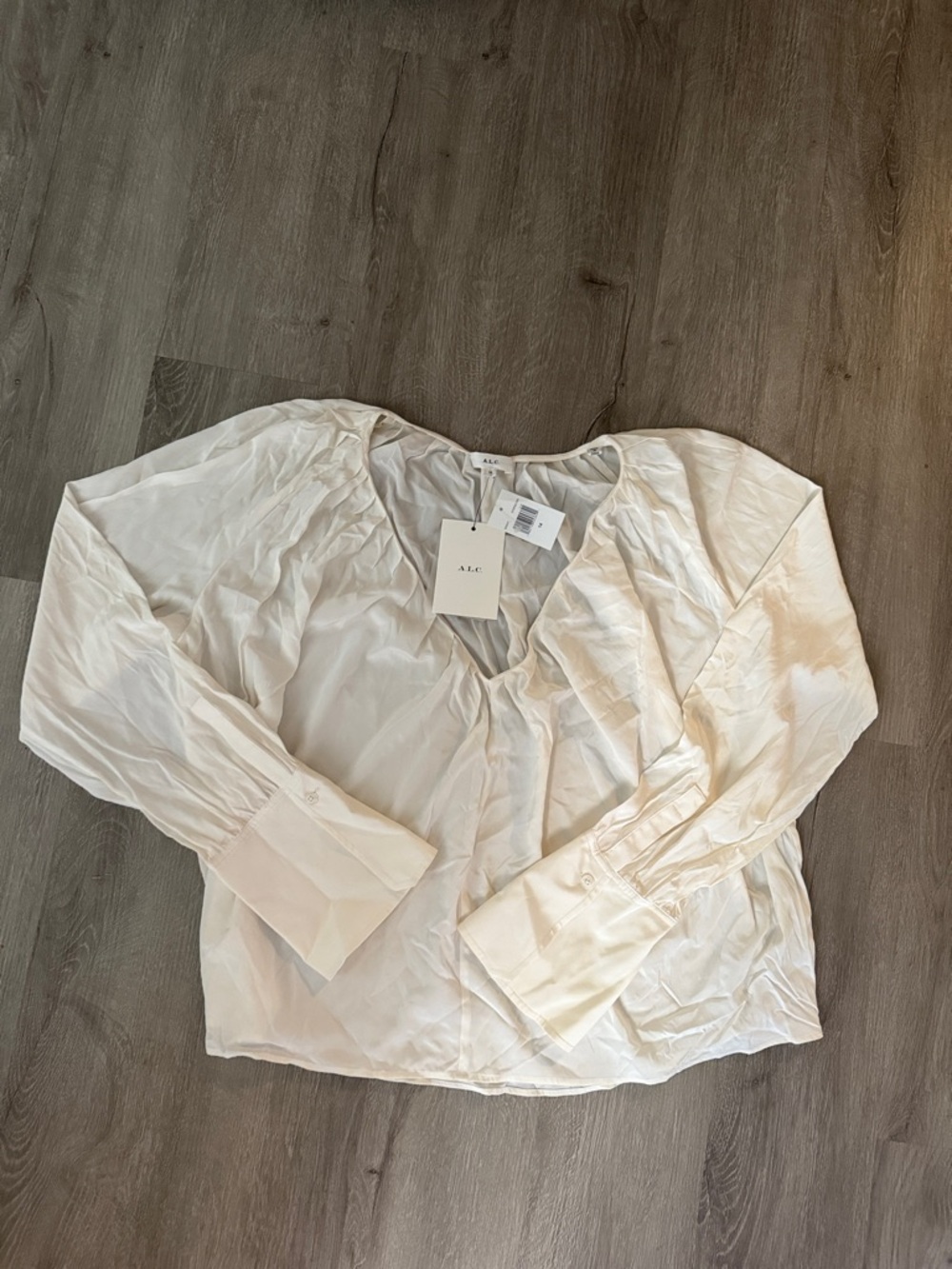 A.L.C. Silk V-Neck Long Sleeve Blouse 14 NWT
